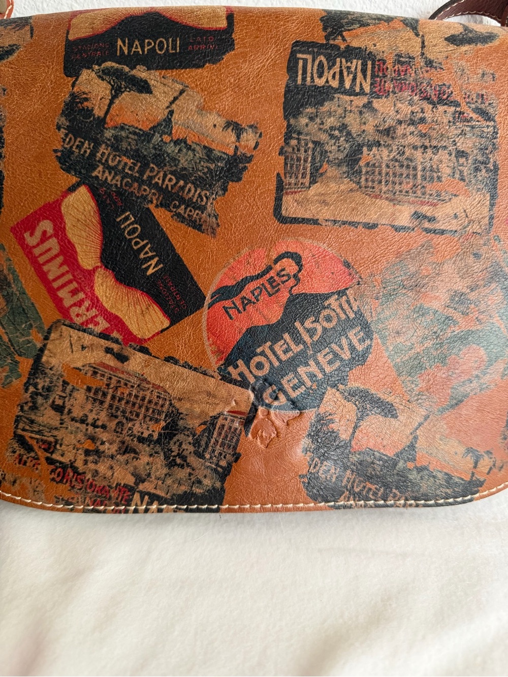 Patricia Nash Vintage Travel Stamp Saddle Bag - Picture 3 of 9